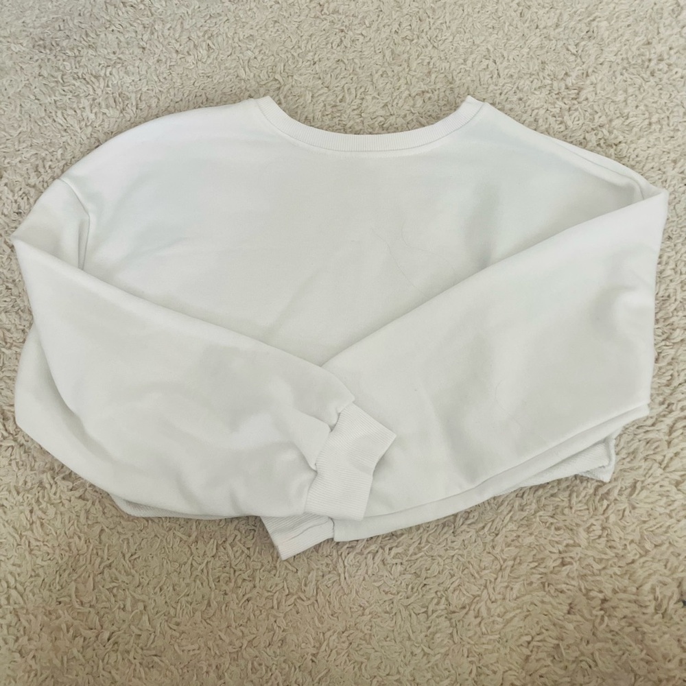 White Cropped Crewneck Sweatshirt
